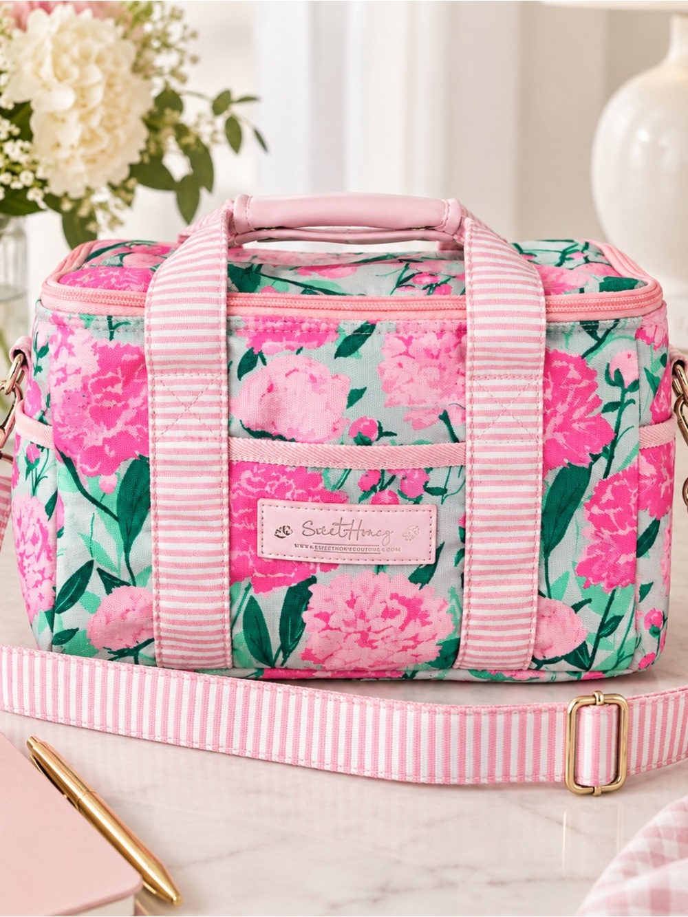 SweetHoney Pink Floral Insulated Carry Bag